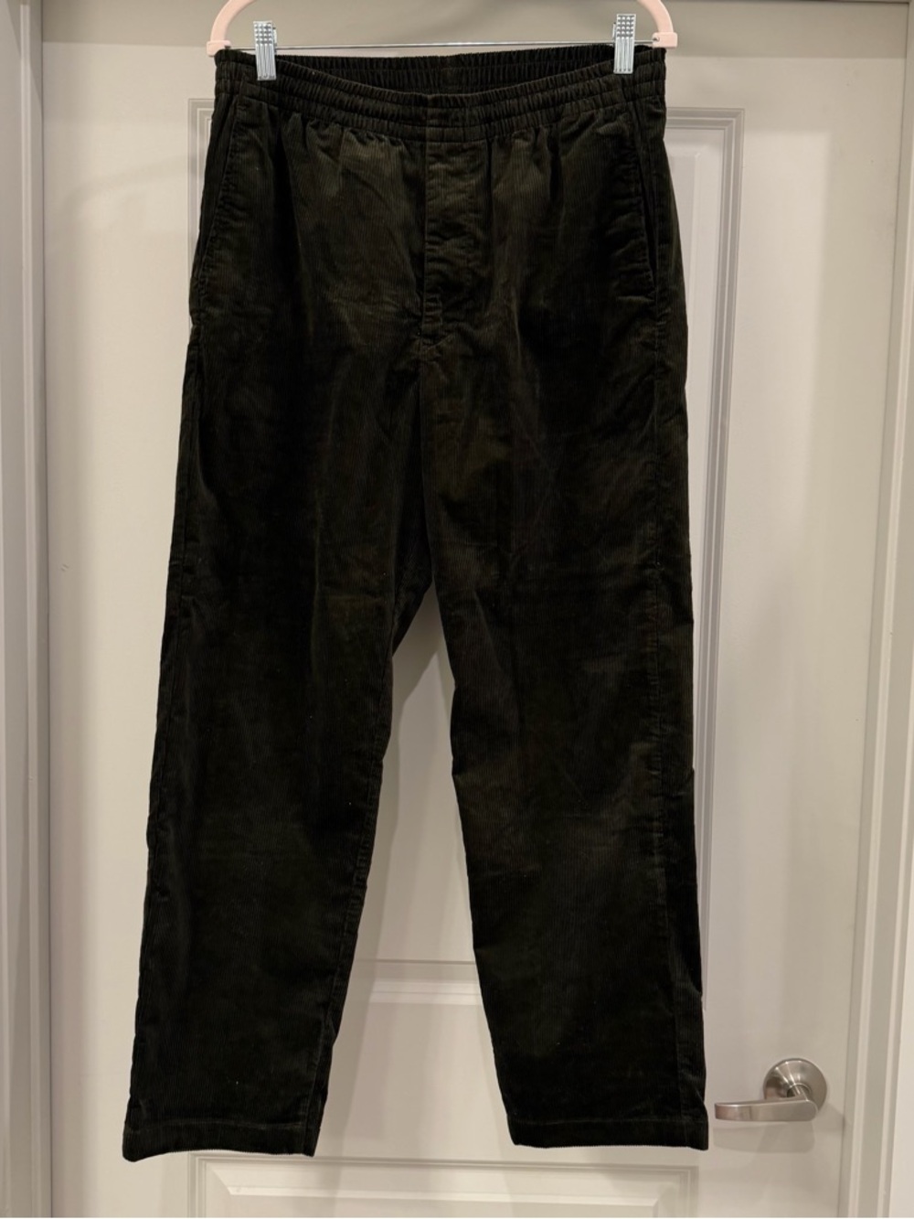 Uniqlo Men's Black Corduroy Elastic-Waist Trousers
